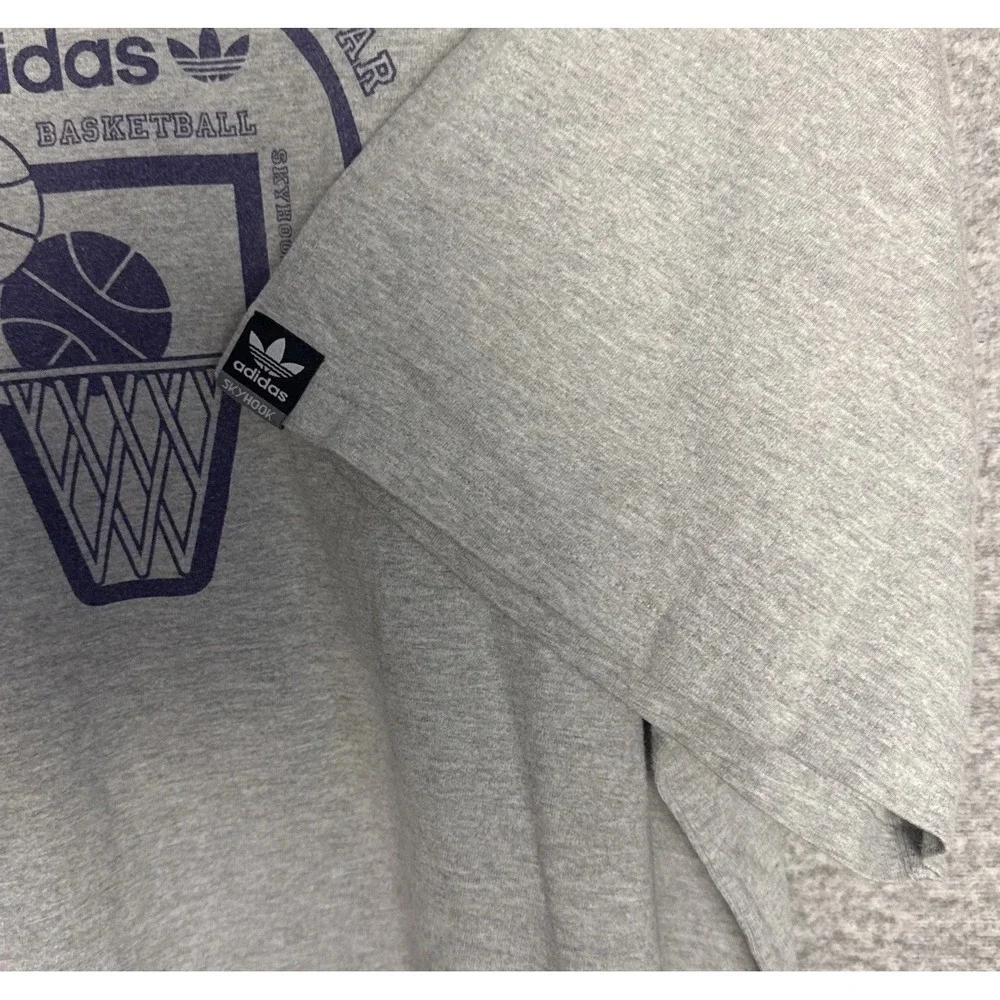 Adidas Kareem Abdul-Jabbar Skyhook Basketball Grey T Shirt Mens XL Vintage